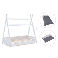 Lit cabane Montessori 90x200 cm avec linge de lit Stone Grey · Homy XL