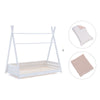 Lit Montessori blanc 90x200 cm avec linge de lit fleurs rose · Homy XL