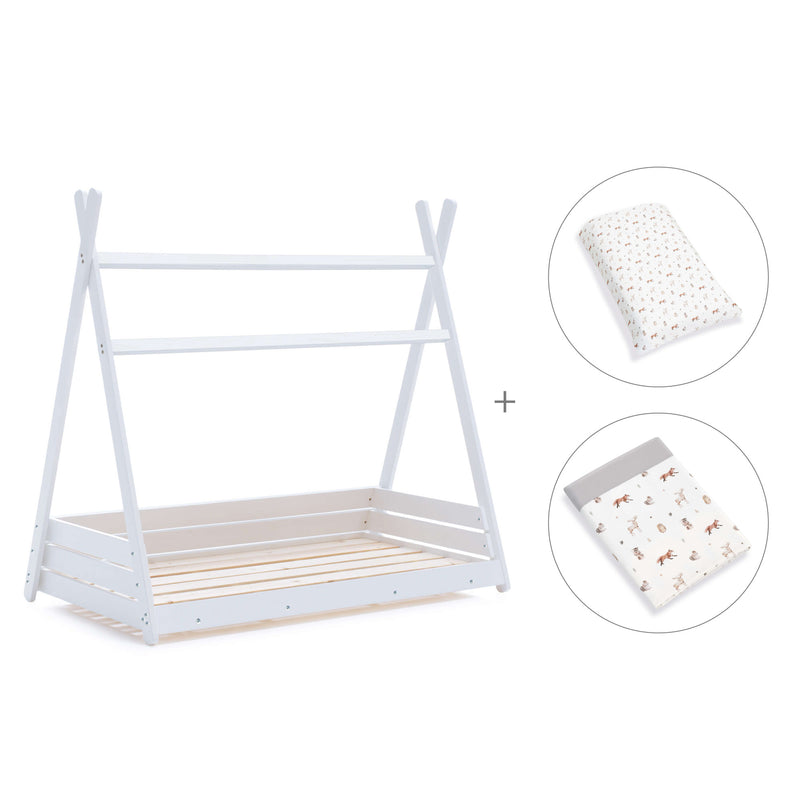 Lit cabane Montessori 90x200 cm avec linge de lit Taiga · Homy XL