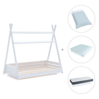 Lit cabane Montessori 90x200 cm avec linge de lit Mint · Homy XL