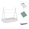 Lit Montessori blanc 90x200 cm avec linge de lit vert eucalyptus · Homy XL