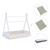 Lit Montessori blanc 90x200 cm avec linge de lit vert · Homy XL