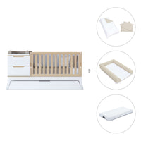Convertible crib white/wood 70x140 cm with low drawer · Zen K460C-M8411