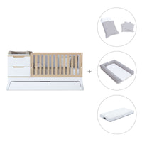Convertible crib white/wood 70x140 cm with low drawer · Zen K460C-M8411