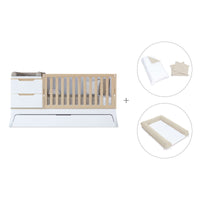 Convertible crib white/wood 70x140 cm with low drawer · Zen K460C-M8411