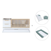 Convertible crib white/wood 70x140 cm with low drawer · Zen K460C-M8411