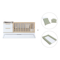 Convertible crib white/wood 70x140 cm with low drawer · Zen K460C-M8411