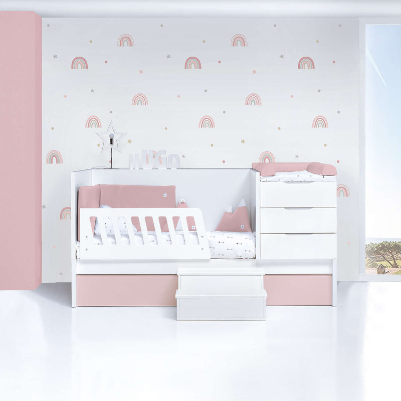 Convertible crib 70x140 cm white/light pink · Sero More Flamingo K546-M7742