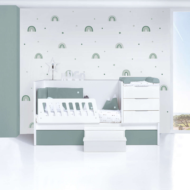 Convertible crib 70x140 cm white/eucalyptus · Sero More Eucalyptus K546-M7757