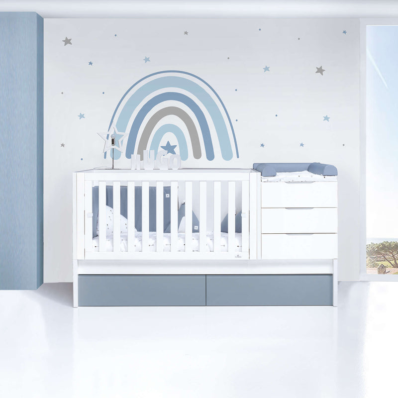 Convertible crib 70x140 cm white/blue · Sero More Blu Denim K546-M7741