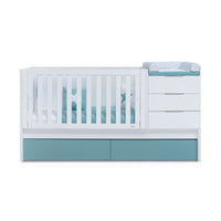 Convertible crib with drawers/trundle bed 70x140 cm white/aquamarine · Sero More K546-M7781