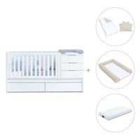 Lit bébé évolutif 70x140 cm avec lit/tiroirs gigogne blanc · Sero More K546-M7700