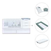 Lit bébé évolutif 70x140 cm avec lit/tiroirs gigogne blanc · Sero More K546-M7700