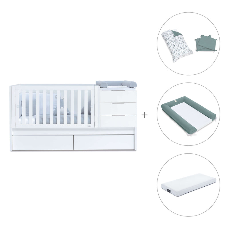 Lit bébé évolutif 70x140 cm avec lit/tiroirs gigogne blanc · Sero More K546-M7700