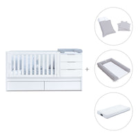 Lit bébé évolutif 70x140 cm avec lit/tiroirs gigogne blanc · Sero More K546-M7700