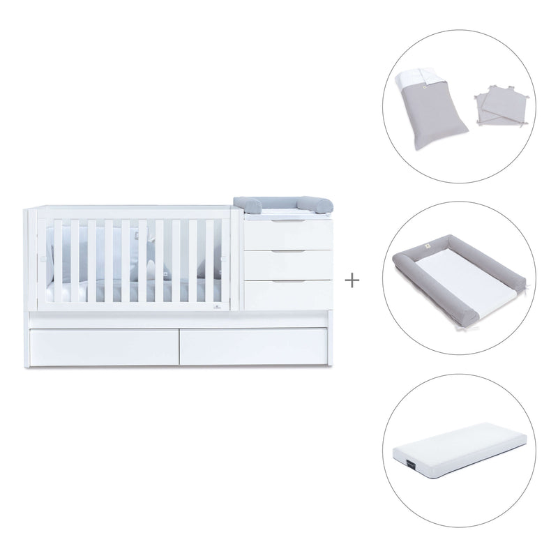 Lit bébé évolutif 70x140 cm avec lit/tiroirs gigogne blanc · Sero More K546-M7700