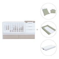 Convertible crib with drawers/trundle bed 70x140 cm white/beige · Sero More K546-M7753