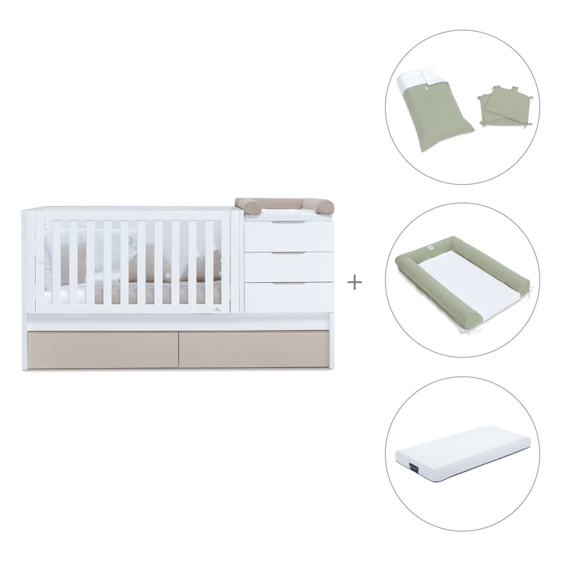 Convertible crib with drawers/trundle bed 70x140 cm white/beige · Sero More K546-M7753