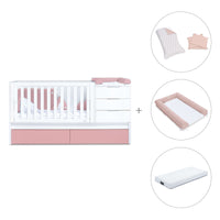 Verwandelbares Babybett 70x140 cm weiss/rosa · Sero More Quarzo K546-M7759