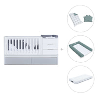 Convertible crib with drawers/trundle bed 70x140 cm white/grey · Sero More K546-M7778