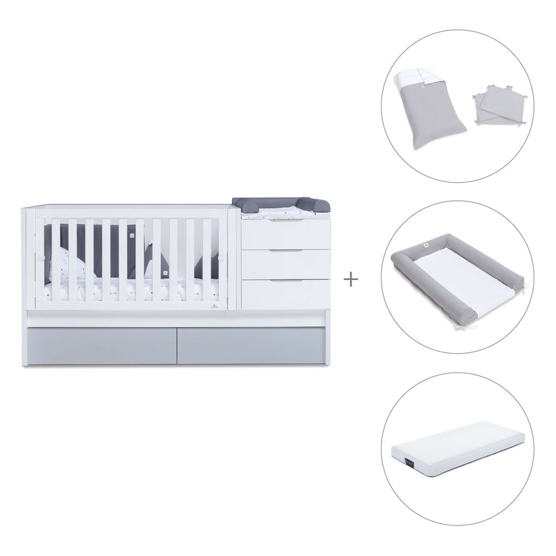 Convertible crib with drawers/trundle bed 70x140 cm white/grey · Sero More K546-M7778