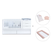 Lit bébé évolutif 70x140 cm avec lit/tiroirs gigogne blanc · Sero More K546-M7700