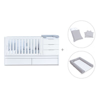 Lit bébé évolutif 70x140 cm avec lit/tiroirs gigogne blanc · Sero More K546-M7700