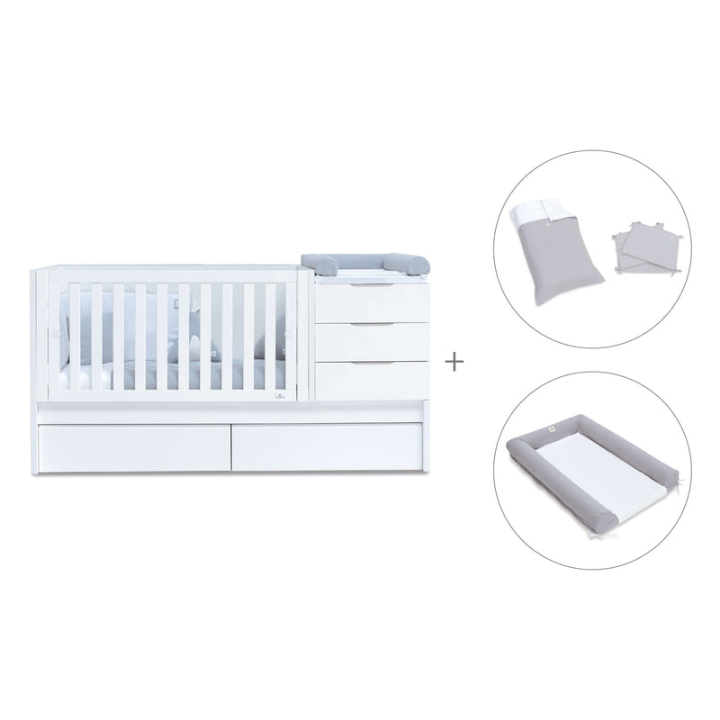 Lit bébé évolutif 70x140 cm avec lit/tiroirs gigogne blanc · Sero More K546-M7700