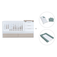 Convertible crib with drawers/trundle bed 70x140 cm white/beige · Sero More K546-M7753