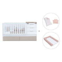 Convertible crib with drawers/trundle bed 70x140 cm white/beige · Sero More K546-M7753