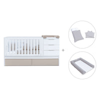 Convertible crib with drawers/trundle bed 70x140 cm white/beige · Sero More K546-M7753