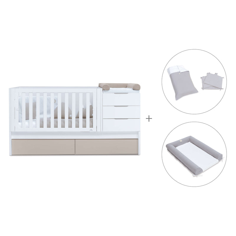 Convertible crib with drawers/trundle bed 70x140 cm white/beige · Sero More K546-M7753