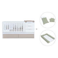 Convertible crib with drawers/trundle bed 70x140 cm white/beige · Sero More K546-M7753