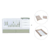 Convertible crib with drawers/trundle bed 70x140 cm white/green-olive · Sero More K546-M7756