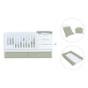 Convertible crib with drawers/trundle bed 70x140 cm white/green-olive · Sero More K546-M7756