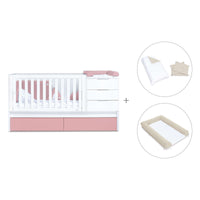 Verwandelbares Babybett 70x140 cm weiss/rosa · Sero More Quarzo K546-M7759