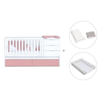 Verwandelbares Babybett 70x140 cm weiss/rosa · Sero More Quarzo K546-M7759