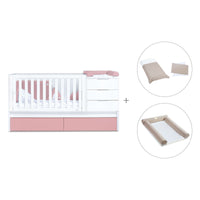 Verwandelbares Babybett 70x140 cm weiss/rosa · Sero More Quarzo K546-M7759