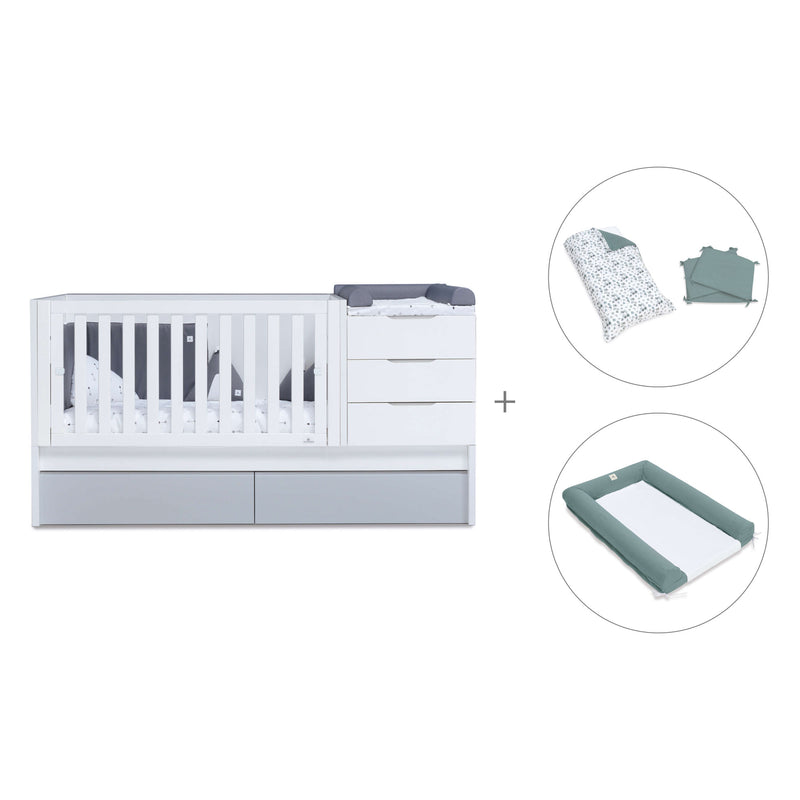 Convertible crib with drawers/trundle bed 70x140 cm white/grey · Sero More K546-M7778