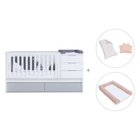 Convertible crib with drawers/trundle bed 70x140 cm white/grey · Sero More K546-M7778