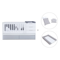 Convertible crib with drawers/trundle bed 70x140 cm white/grey · Sero More K546-M7778