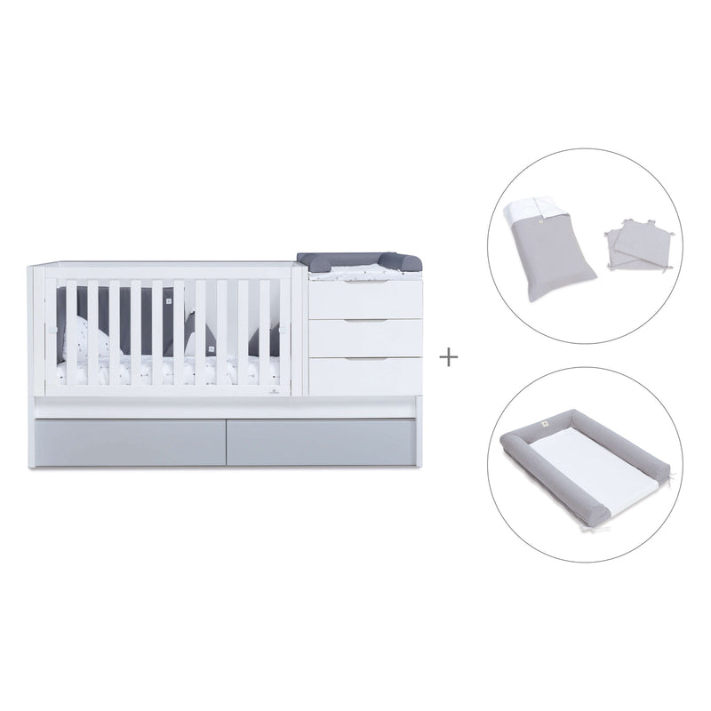 Convertible crib with drawers/trundle bed 70x140 cm white/grey · Sero More K546-M7778