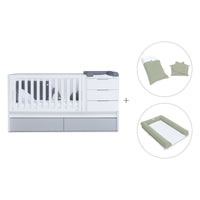 Convertible crib with drawers/trundle bed 70x140 cm white/grey · Sero More K546-M7778
