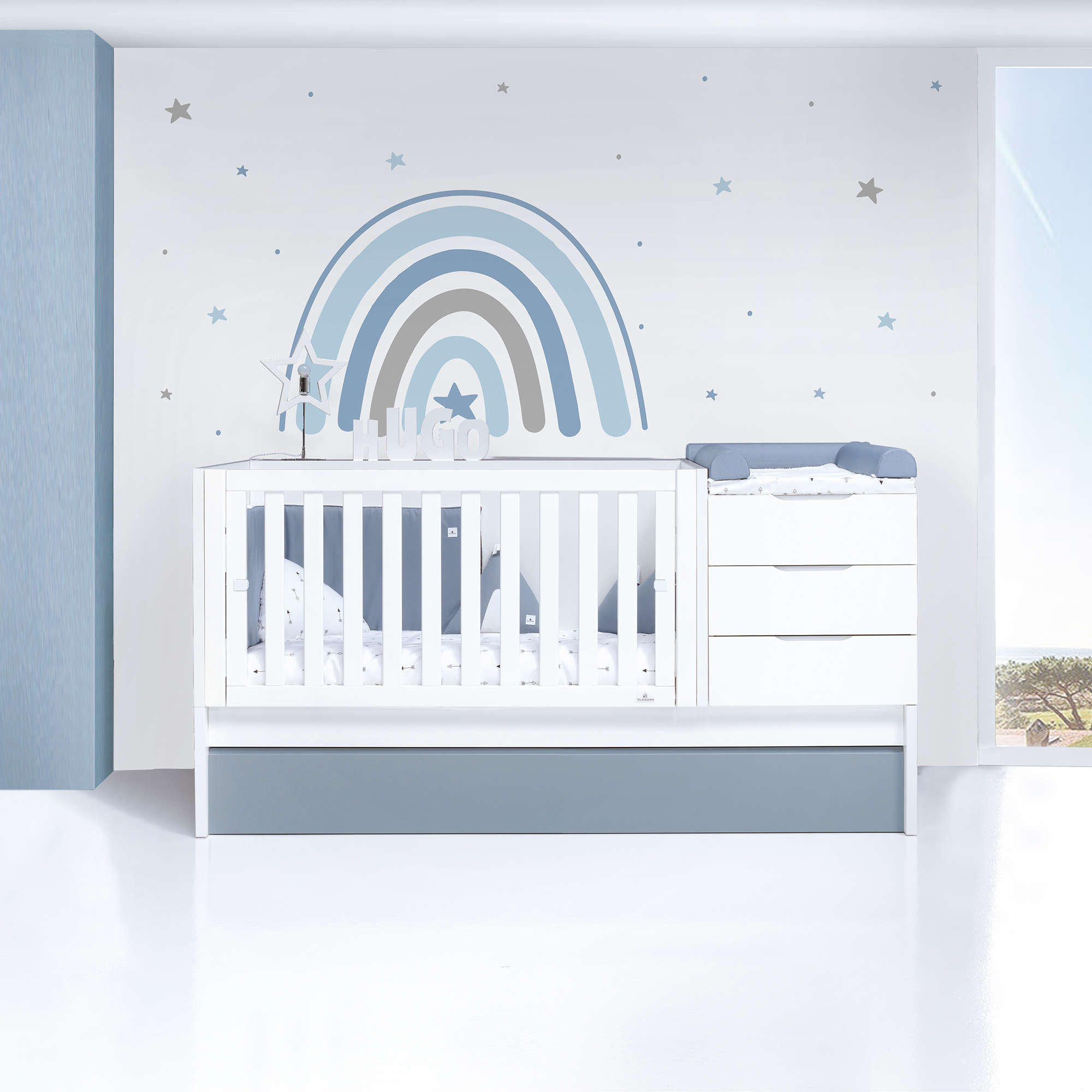Convertible crib 70x140 cm white/blue