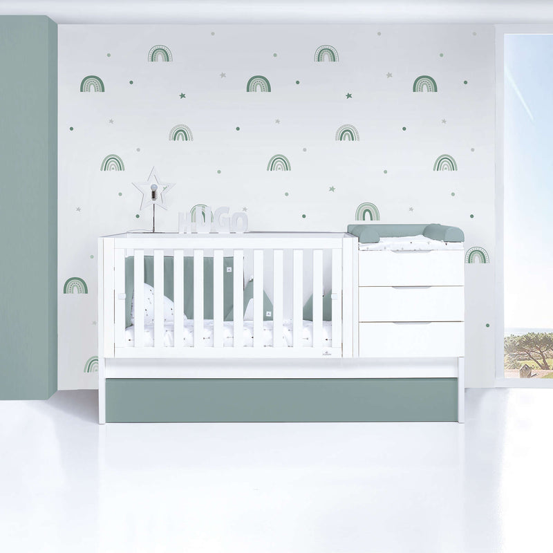 Convertible crib 70x140 cm white/eucalyptus · Sero More Eucalyptus K546-M7757
