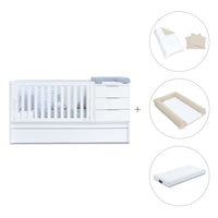 Lit bébé évolutif 70x140 cm avec lit/tiroirs gigogne blanc · Sero More K546-M7700