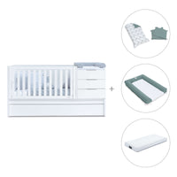 Lit bébé évolutif 70x140 cm avec lit/tiroirs gigogne blanc · Sero More K546-M7700