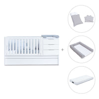Lit bébé évolutif 70x140 cm avec lit/tiroirs gigogne blanc · Sero More K546-M7700