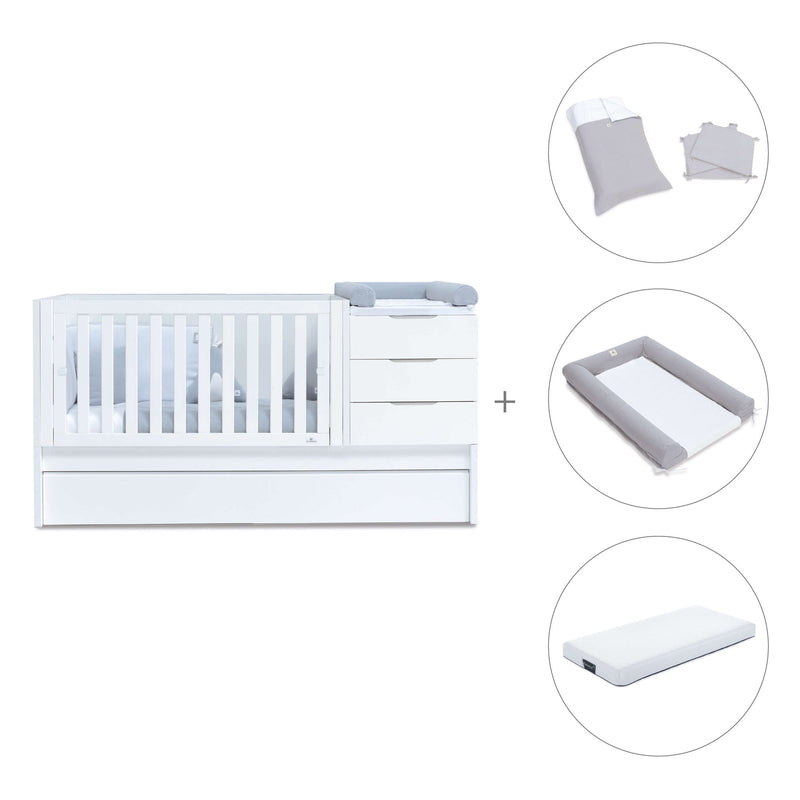 Lit bébé évolutif 70x140 cm avec lit/tiroirs gigogne blanc · Sero More K546-M7700