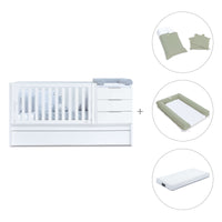 Lit bébé évolutif 70x140 cm avec lit/tiroirs gigogne blanc · Sero More K546-M7700